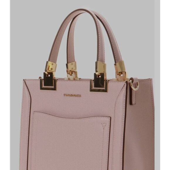 NWOT Samantha Vega light pink box Tote with crossbody strap - Picture 2 of 6